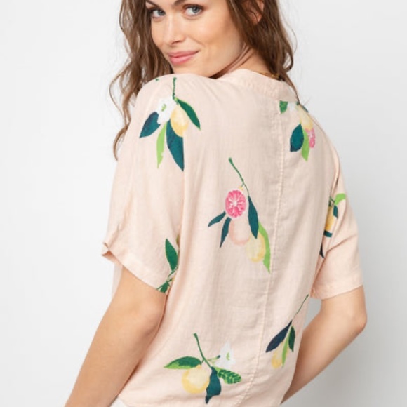 Rails Thea Crop Top Tie Front Button Pink Grapefruit NWT NEW - Picture 2 of 9